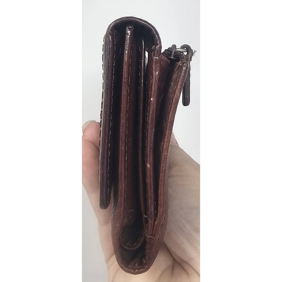 Vintage Fossil Brown Leather Trifold Check Book Credit Card Wallet 7"X4" - Picture 5 of 16